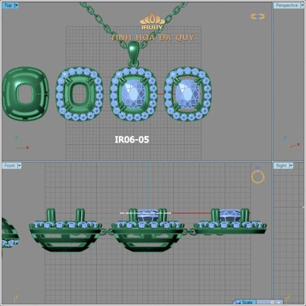 Mẫu 3D mặt dây Sapphire kết Kim Cương - IRYS230 2406215 hình ảnh 3