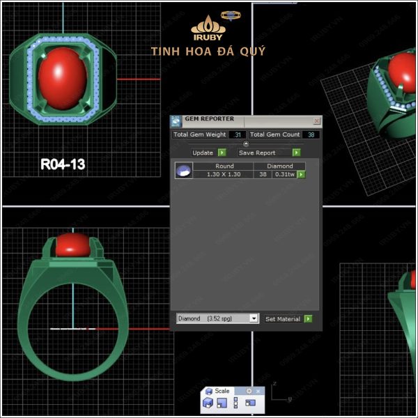 Mẫu 3D nhẫn nam Ruby mẫu Doanh Nhân - IRRC204 2401726 hình ảnh 4