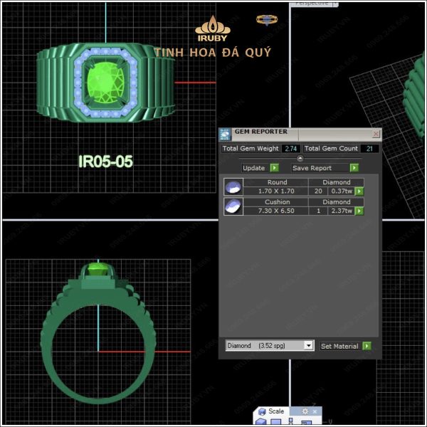 Mẫu 3D nhẫn nam Sapphire Rolex - IRGS176 2404182 hình ảnh 4