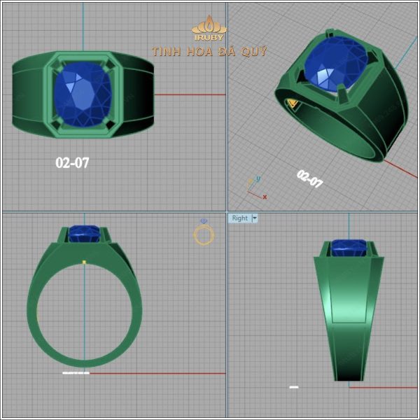 Mẫu 3D nhẫn nam Sapphire đen Doanh Nhân - IRSP138 2311445 hình ảnh 4