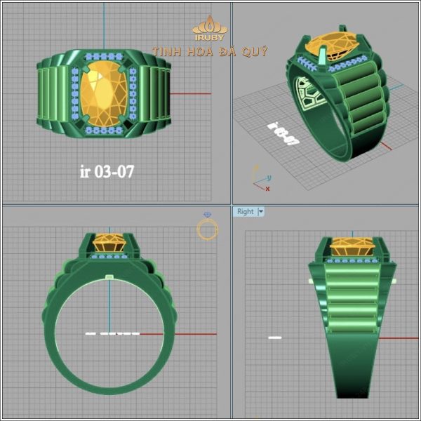 Mẫu 3D nhẫn nam Sapphire vàng Rolex - IRSP 236525 hình ảnh 3