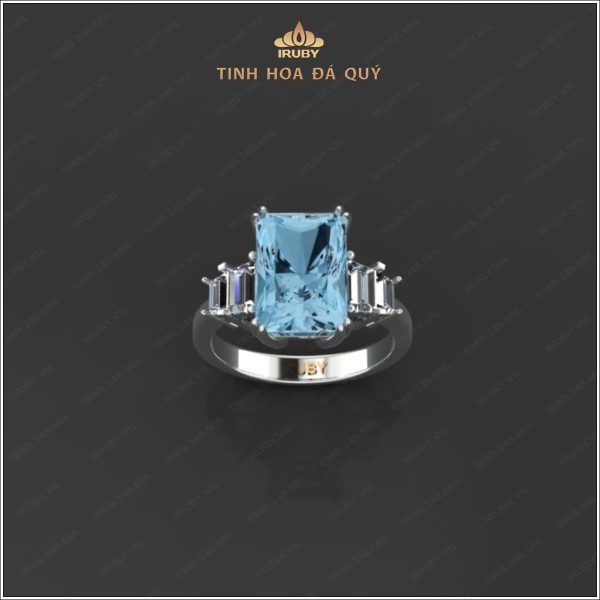 Mẫu 3D nhẫn nữ Aquamarine kết Kim Cương - IRAQ12 2401433 hình ảnh 1