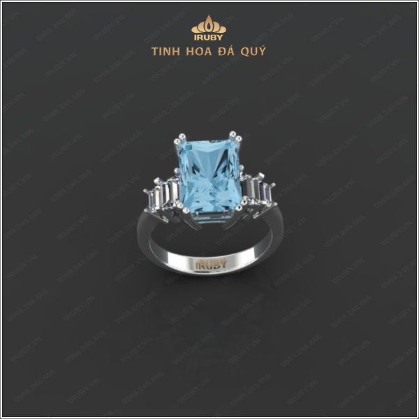 Mẫu 3D nhẫn nữ Aquamarine kết Kim Cương - IRAQ12 2401433 hình ảnh 2