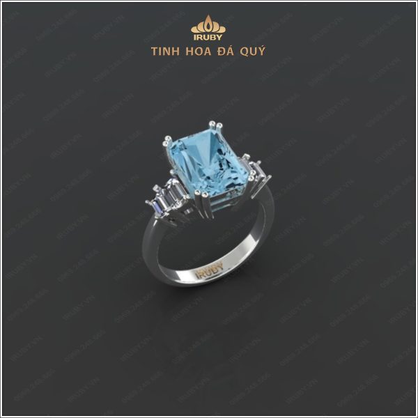 Mẫu 3D nhẫn nữ Aquamarine kết Kim Cương - IRAQ12 2401433 hình ảnh 3