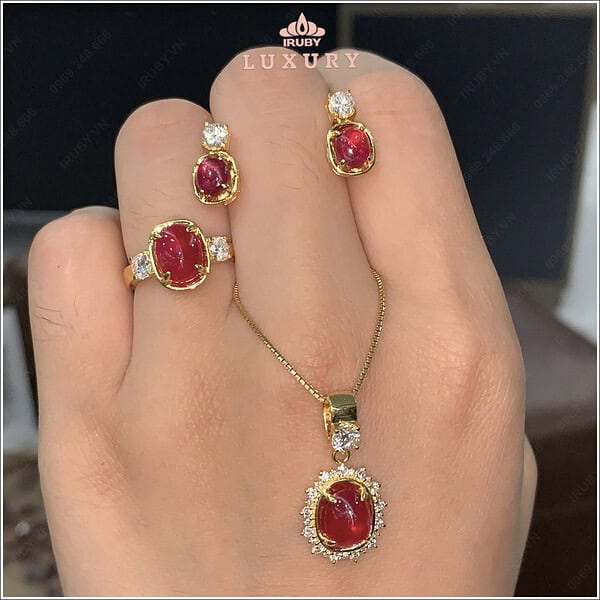 Bộ trang sức đá Ruby đỏ huyết - IRRC2408291 hình ảnh