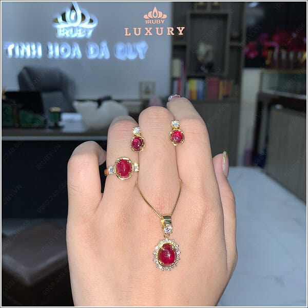 Bộ trang sức đá Ruby đỏ huyết - IRRC2408291 hình ảnh 1