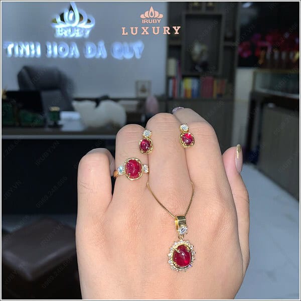 Bộ trang sức đá Ruby đỏ huyết - IRRC2408291 hình ảnh 3