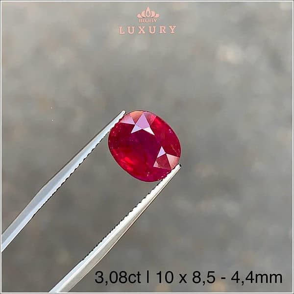 Đá Ruby đỏ huyết Lục Yên chưa qua nhiệt tự nhiên 100% 3,08ct - IRRF251 2408308 hình ảnh 1