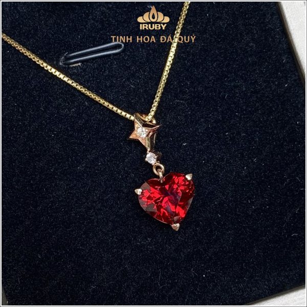 Mặt dây chuyền Garnet trái tim kết kim cương - IRGN 2409398 hình ảnh