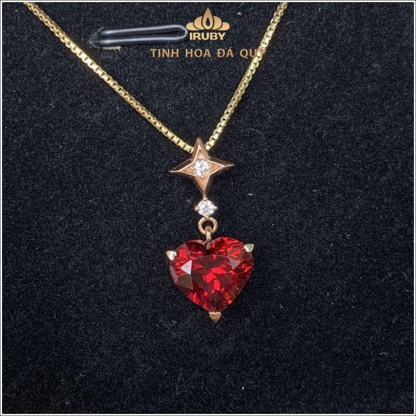 Mặt dây chuyền Garnet trái tim kết kim cương - IRGN 2409398 hình ảnh 3