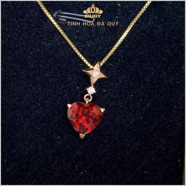 Mặt dây chuyền Garnet trái tim kết kim cương - IRGN 2409398 hình ảnh 4