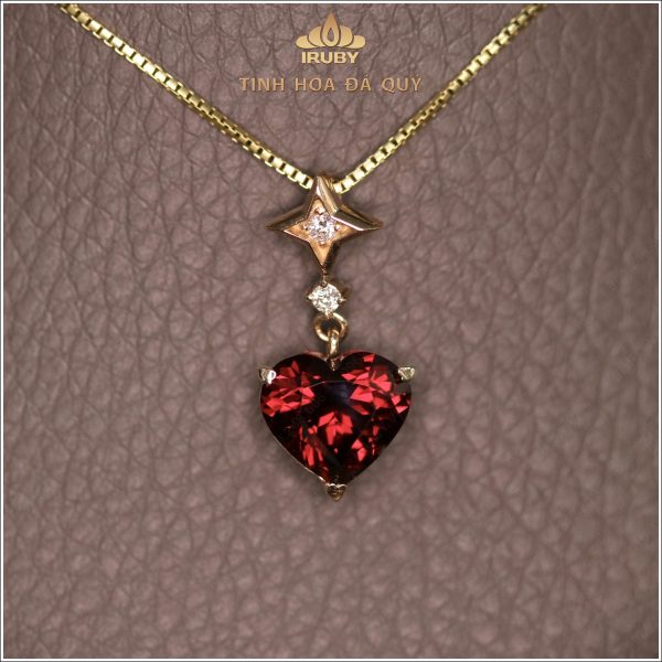 Mặt dây chuyền Garnet trái tim kết kim cương - IRGN 2409398 hình ảnh 5