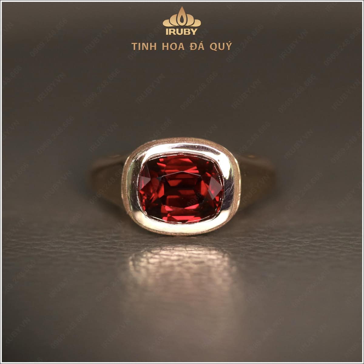 Nhẫn nam Garnet mẫu Doanh nhân má xước - IRGN 2409451 hình ảnh 4