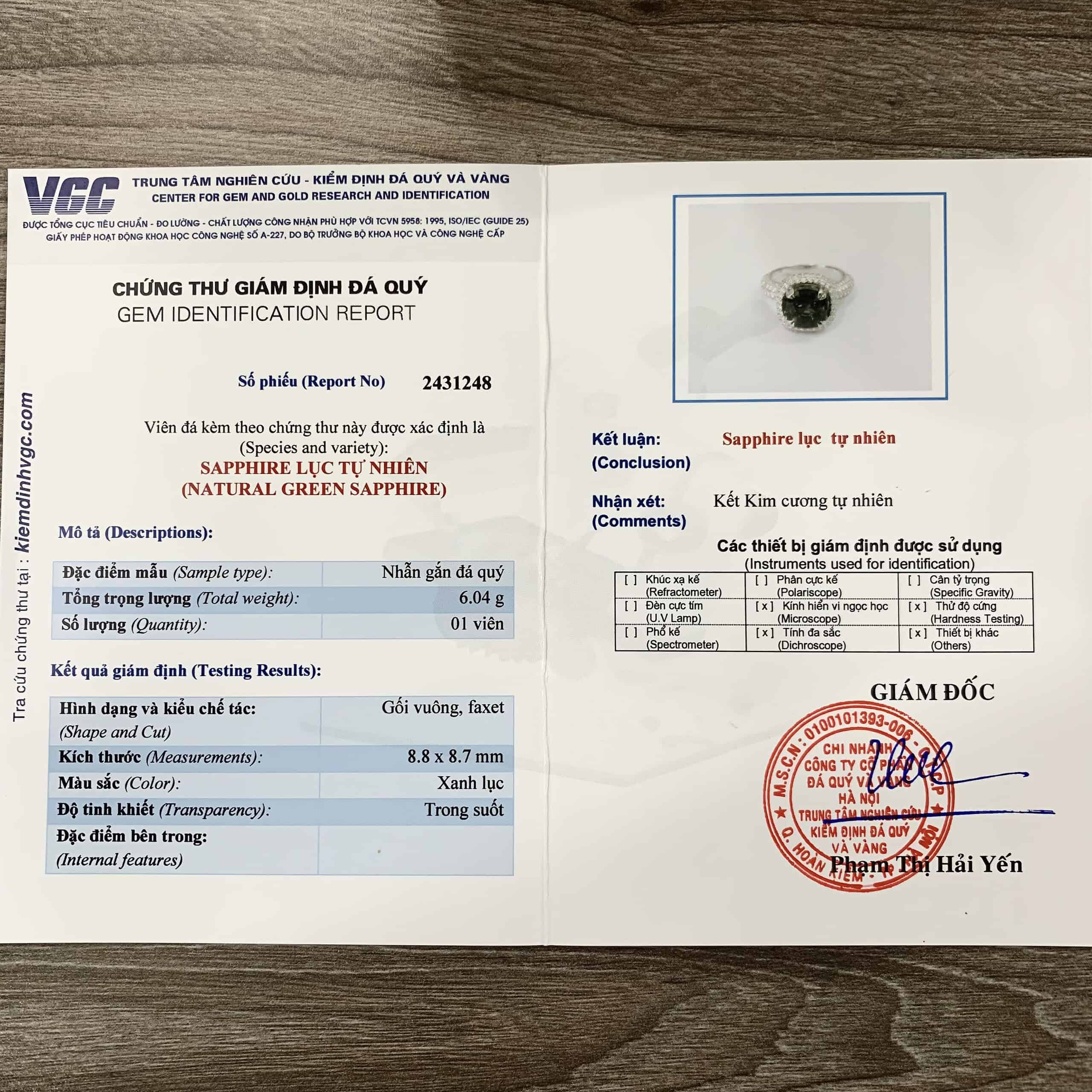 Nhẫn Nữ Sapphire xanh lục kết kim cương tự nhiên 3,91ct – IRSP 159 2401391