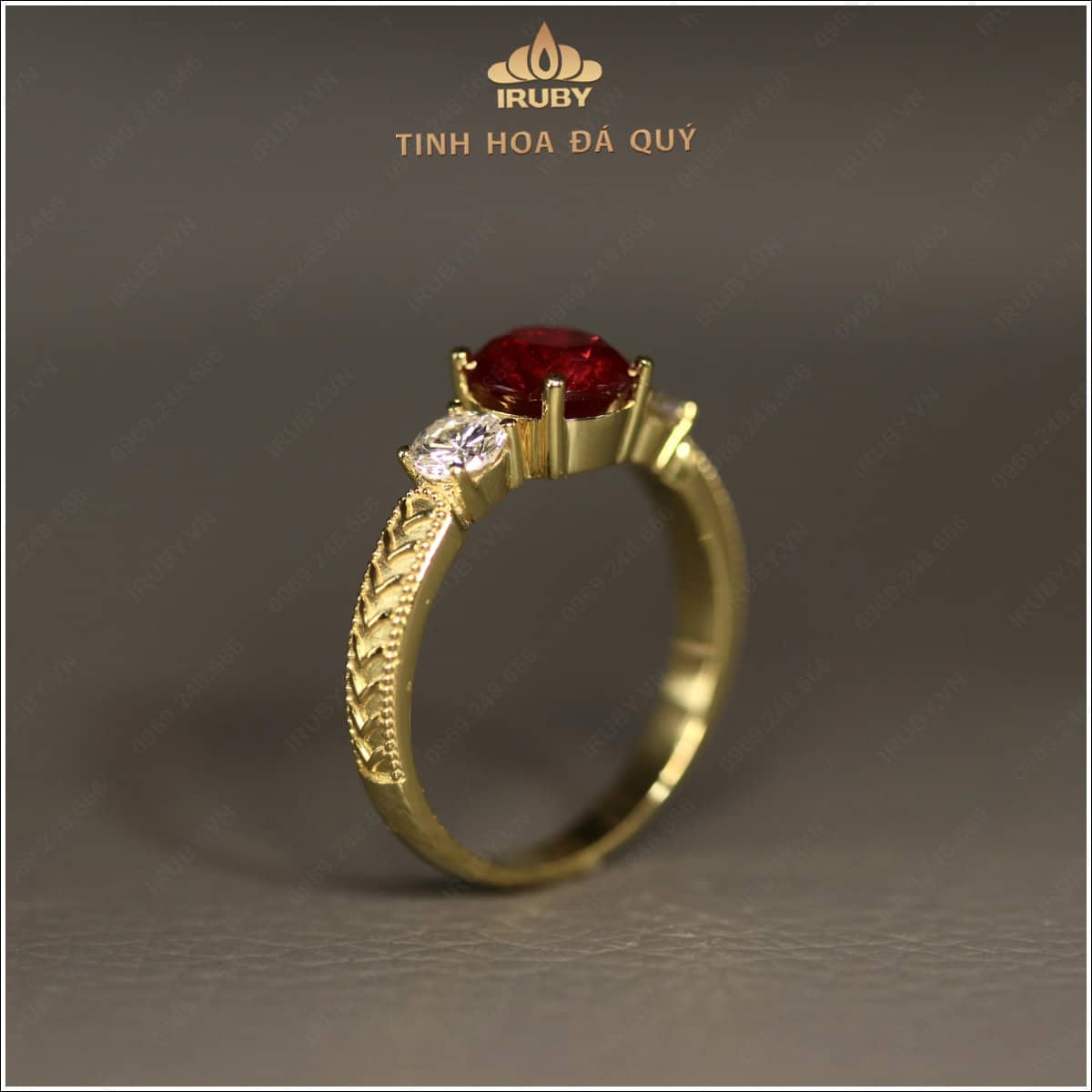 Nhẫn nữ Ruby kết kim cương tự nhiên 1,42ct - IRRF233 2405142 hình ảnh 6