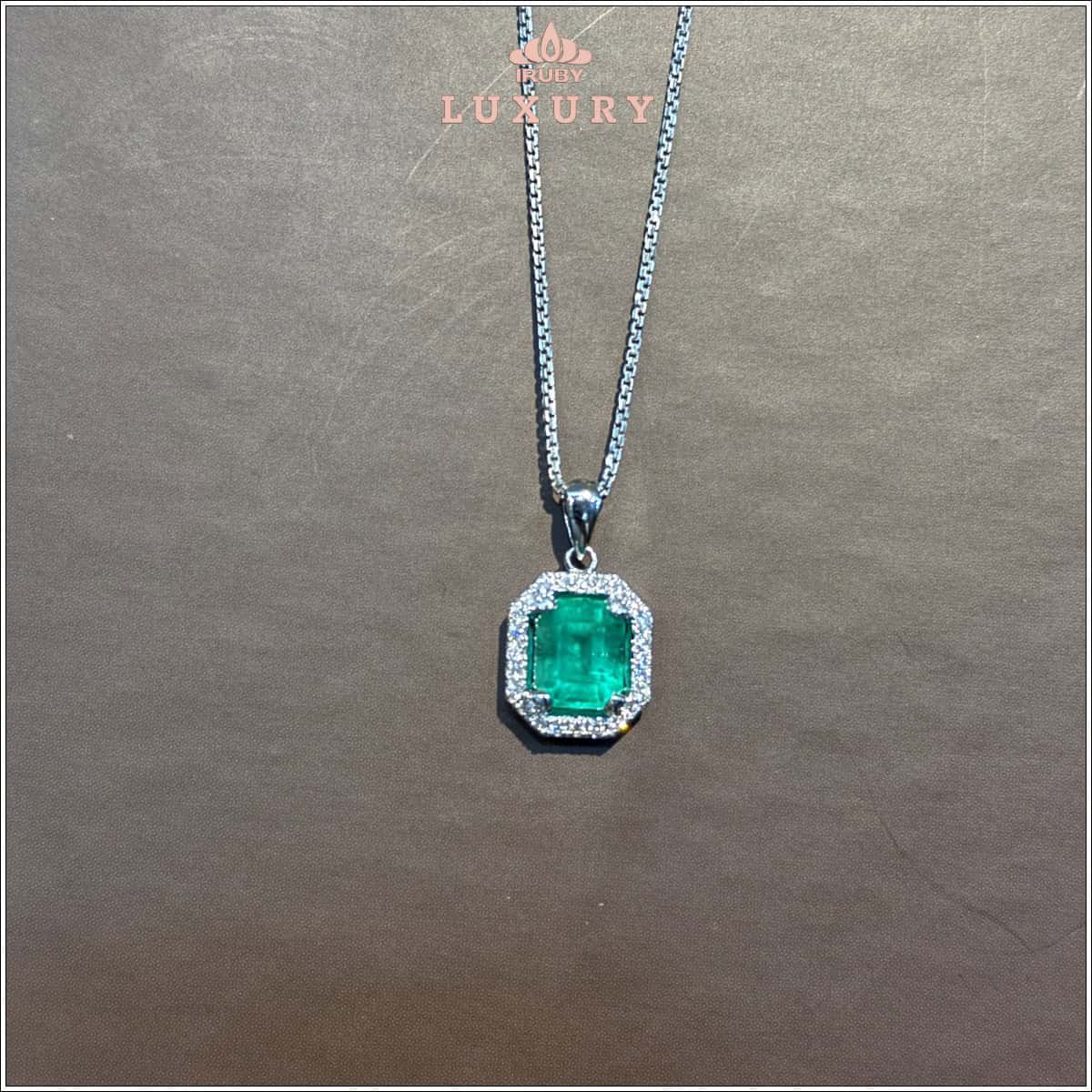 Mặt dây chuyền Emerald Colombia kết Kim Cương 2,17ct - IREM48 2409217 hình ảnh