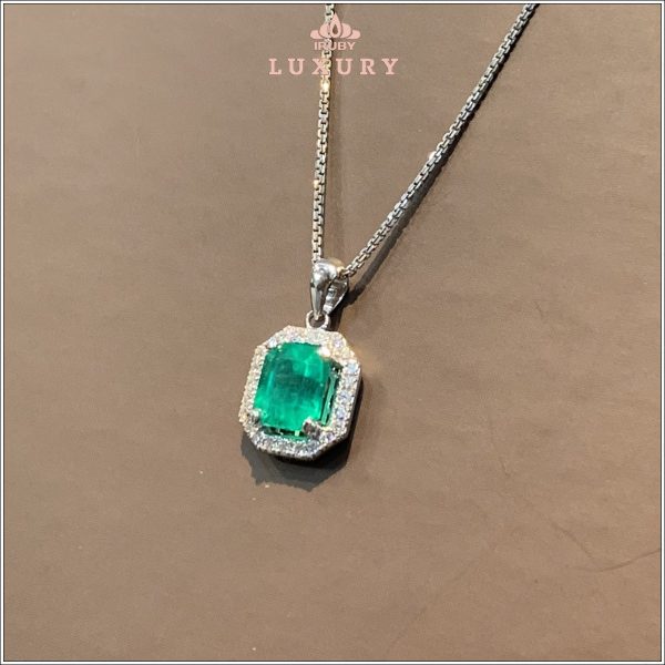 Mặt dây chuyền Emerald Colombia kết Kim Cương 2,17ct - IREM48 2409217 hình ảnh 1