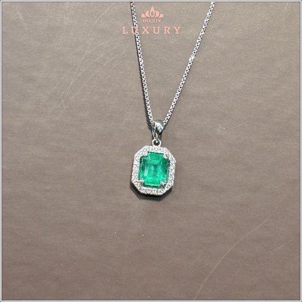 Mặt dây chuyền Emerald Colombia kết Kim Cương 2,17ct - IREM48 2409217 hình ảnh 2