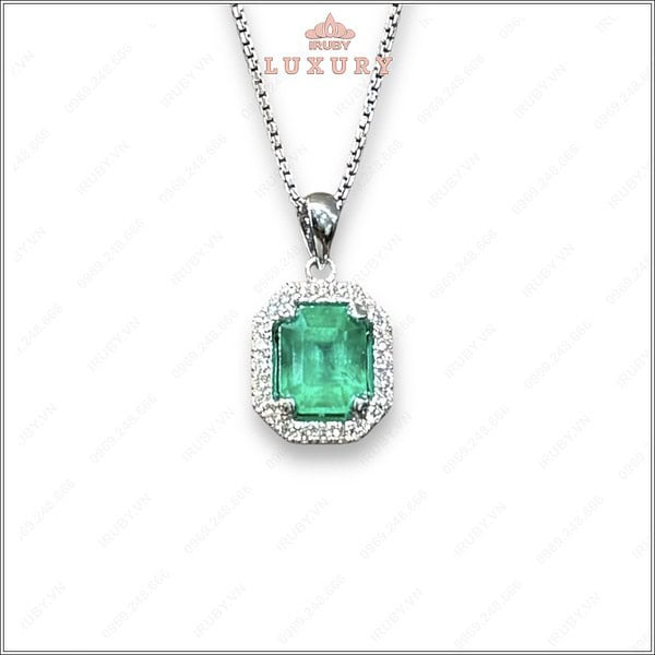 Mặt dây chuyền Emerald Colombia kết Kim Cương 2,17ct - IREM48 2409217