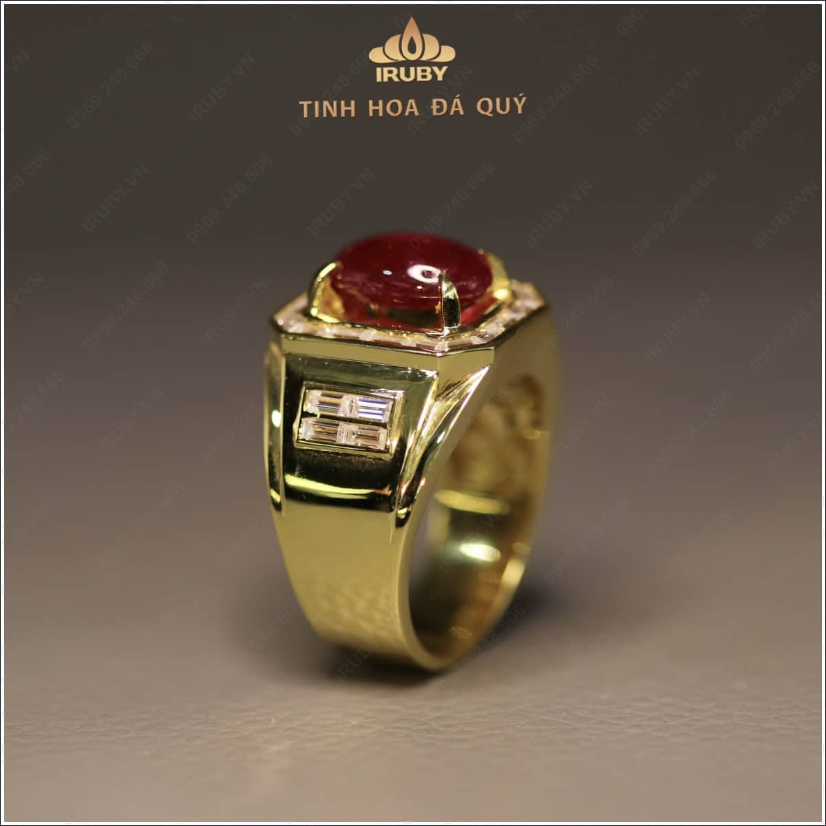 NHẪN NAM RUBY MOISSANITE PHONG CÁCH CHỦ TỊCH 4,35CT - IRRC256 2409435 hình ảnh 1