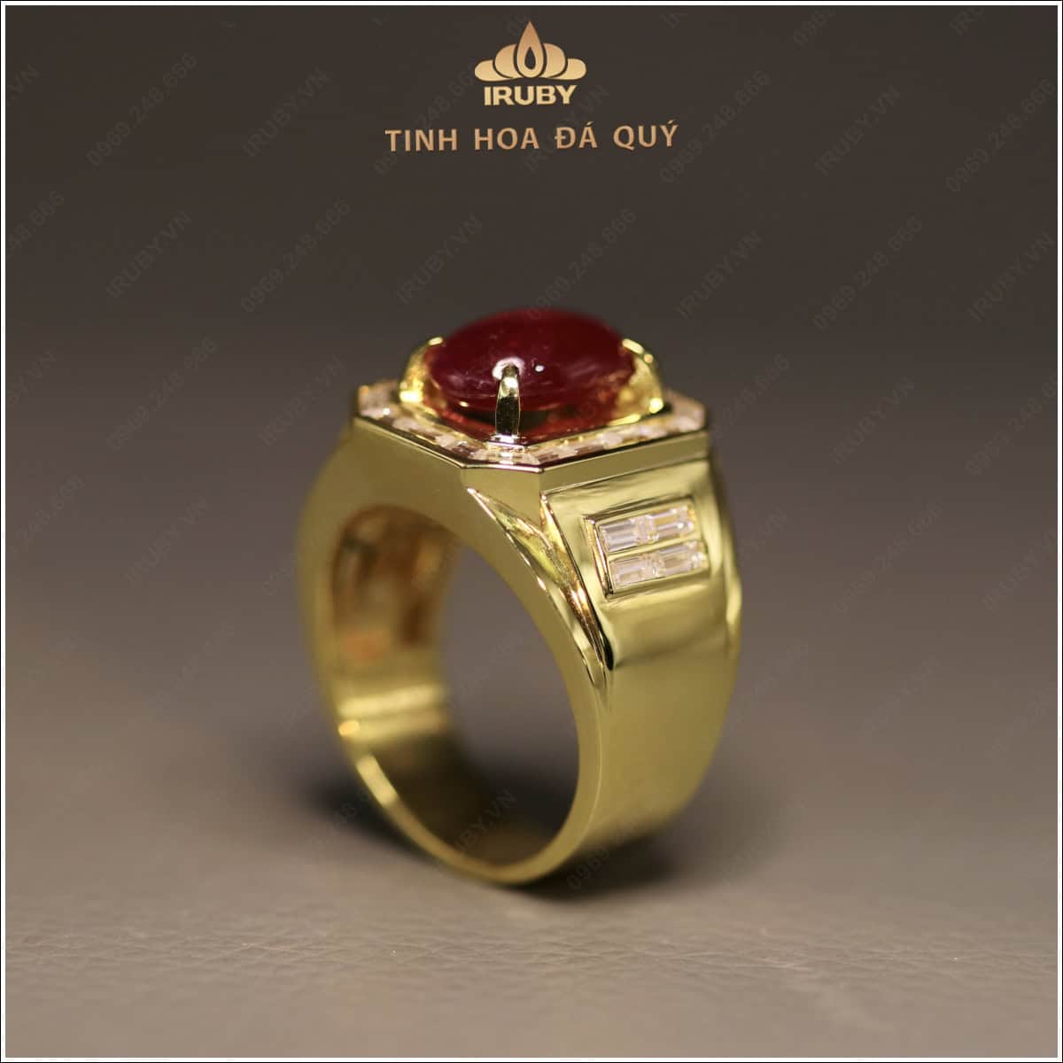 NHẪN NAM RUBY MOISSANITE PHONG CÁCH CHỦ TỊCH 4,35CT - IRRC256 2409435 hình ảnh 2