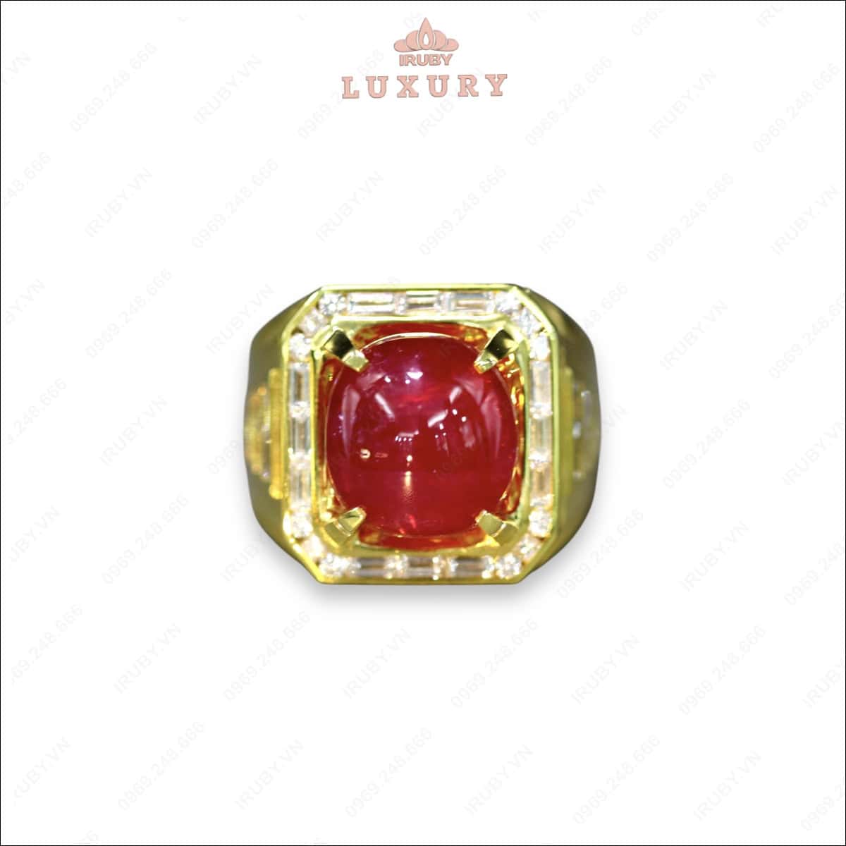 Nhẫn nam Ruby Cabochon kết kim cương phong cách Chủ Tịch 10,6ct - IRRC 181 2312106