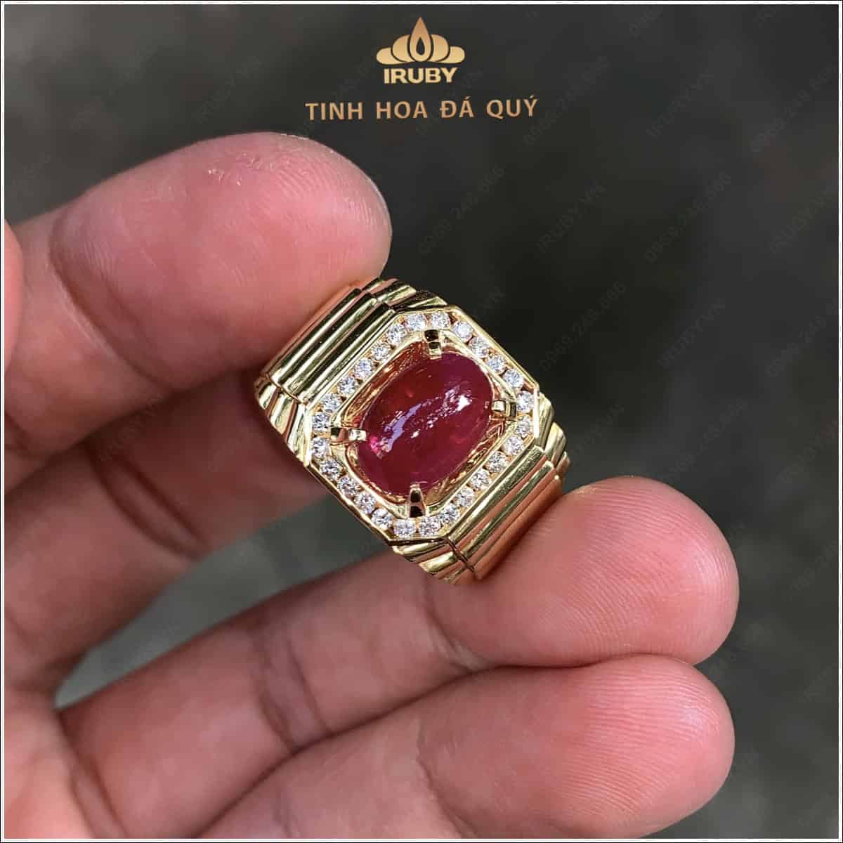 Nhẫn nam Ruby Cabochon phong cách Rolex 3,84ct - IRRC269 2409384 hình ảnh 1