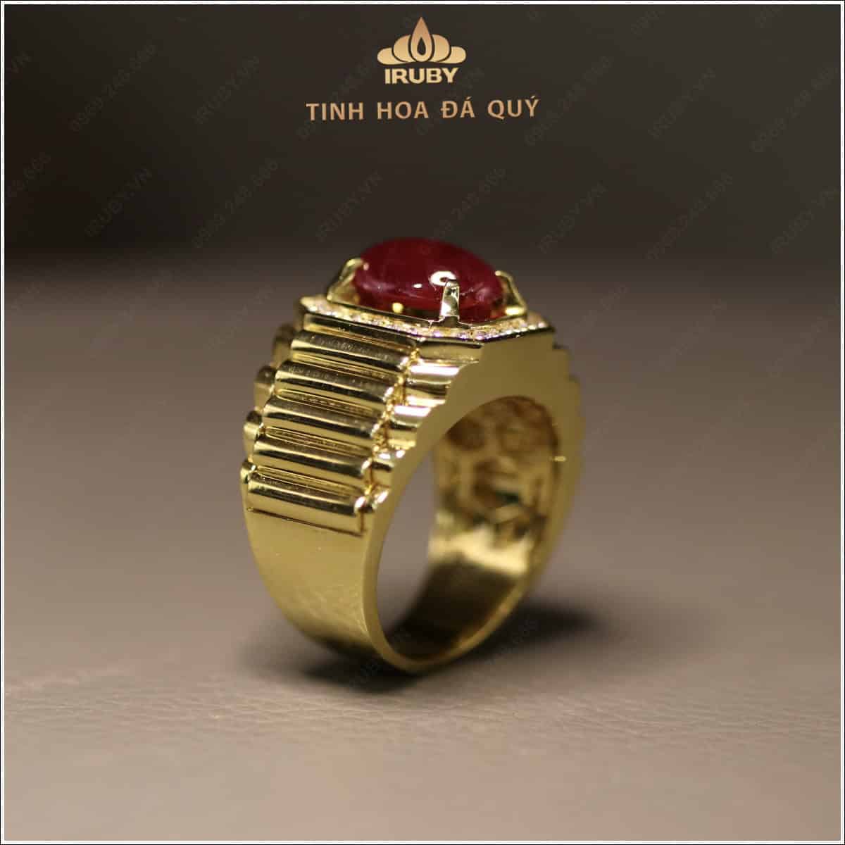 Nhẫn nam Ruby Cabochon phong cách Rolex 3,84ct - IRRC269 2409384 hình ảnh 5