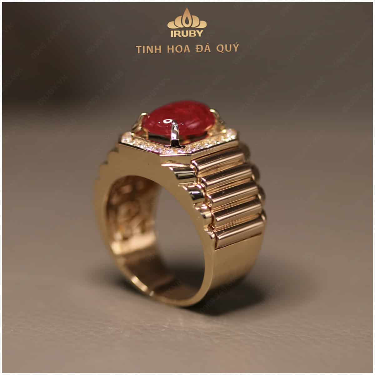 Nhẫn nam Ruby Cabochon phong cách Rolex 3,86ct – IRRC 2410386 hình ảnh 2