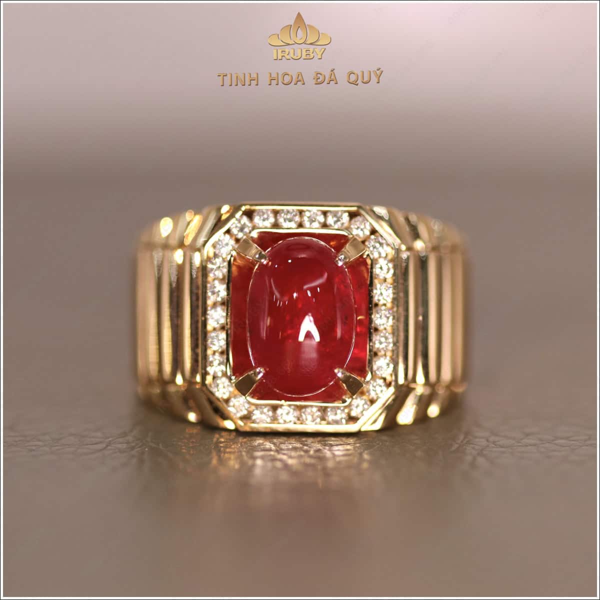 Nhẫn nam Ruby Cabochon phong cách Rolex 3,86ct – IRRC 2410386 hình ảnh 4