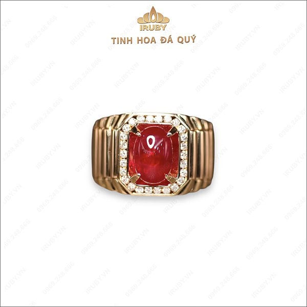 Nhẫn nam Ruby Cabochon phong cách Rolex 3,86ct – IRRC 2410386 hình ảnh 6