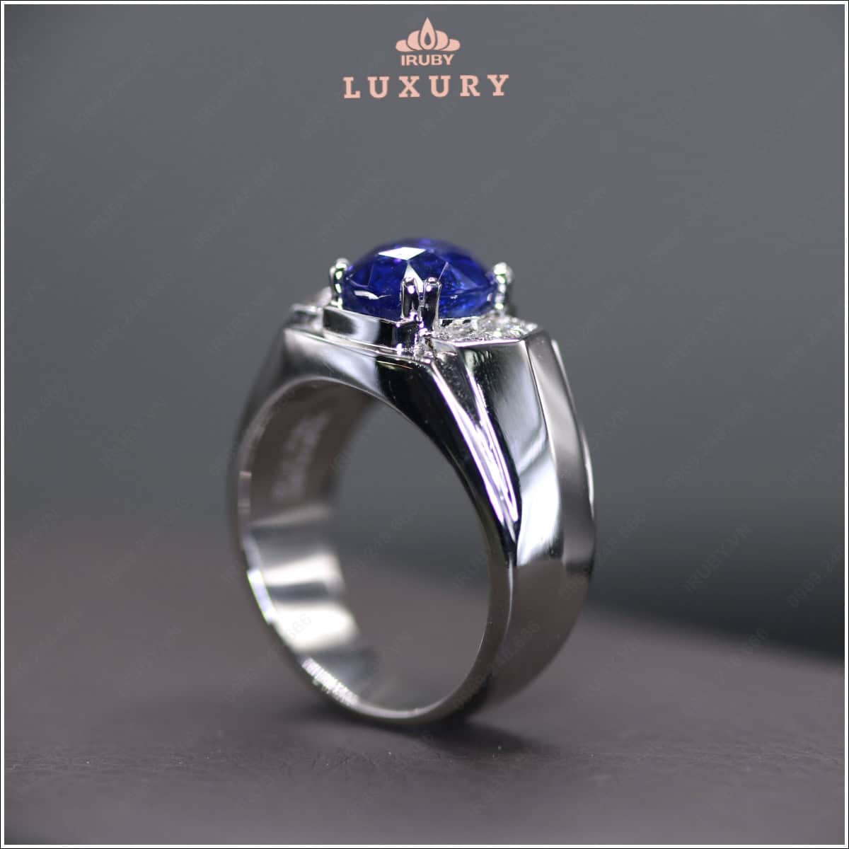Nhẫn nam đá Sapphire xanh lam biểu tượng của sự tri thức