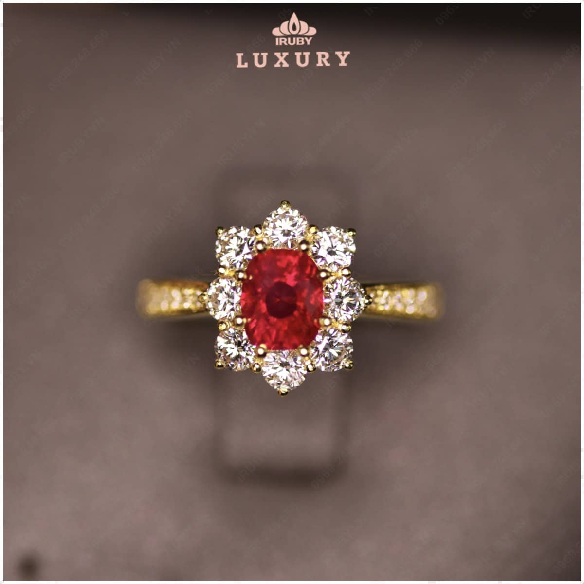 Nhẫn nữ Ruby facet đỏ huyết Lục Yên 1,40ct - IRRF250 2408140 hình ảnh 2