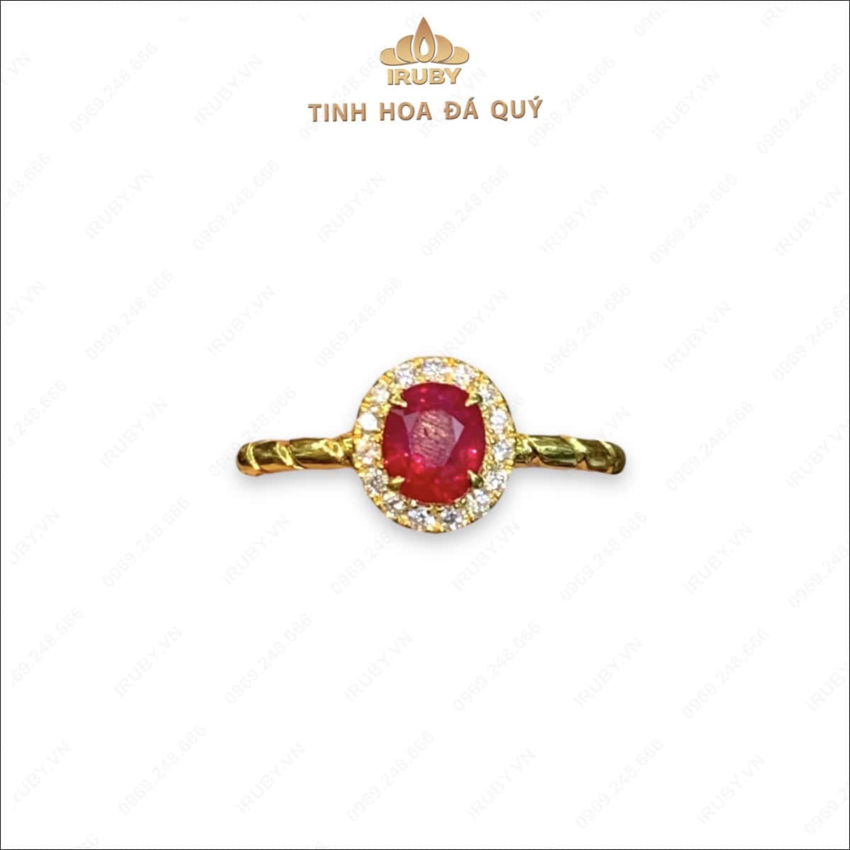 Nhẫn nữ Ruby facet kết kim cương tự nhiên 0,79ct – IRRB 237079