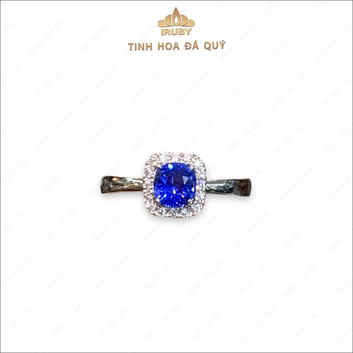 Nhẫn nữ Sapphire xanh lam tự nhiên kết kim cương 0,84ct – IRBS2042405084