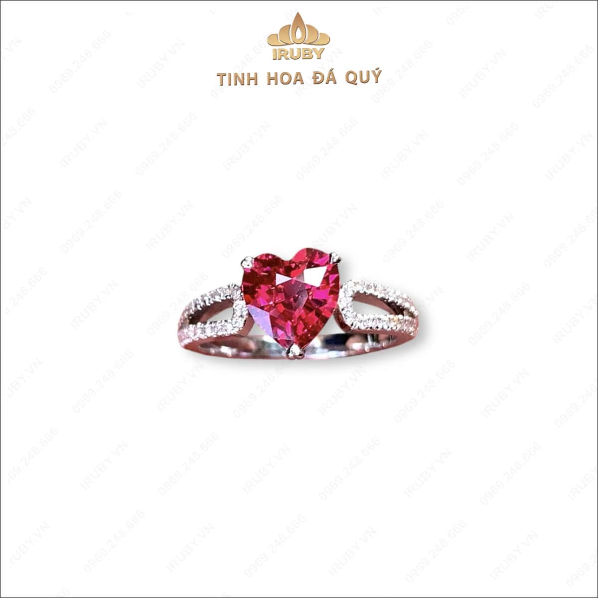 Nhẫn nữ Spinel đỏ Lục Yên trái tim kết kim cương 1,52ct – IRSI 194 2404152