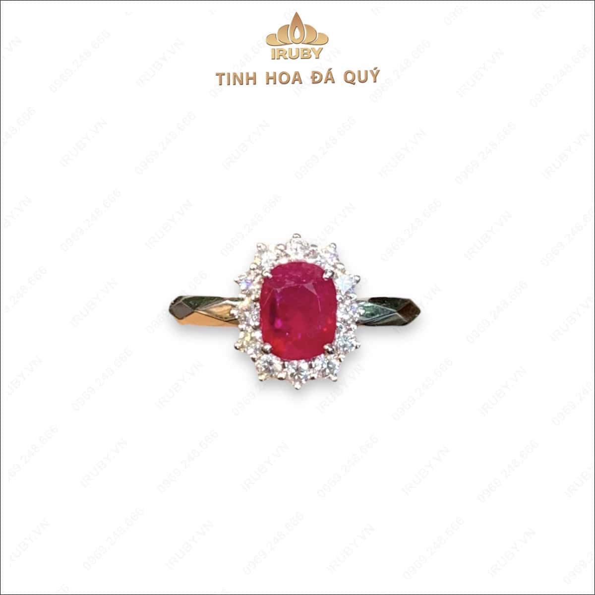 Nhẫn nữ Ruby huyết bồ cầu Lục Yên kết kim cương 1,42ct – IRRF246 2408142