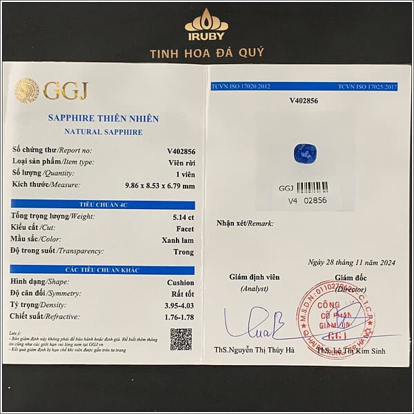 Đá Sapphire Lục Yên tự nhiên 100% 5,13ct - IRBS304 2411513 hình ảnh