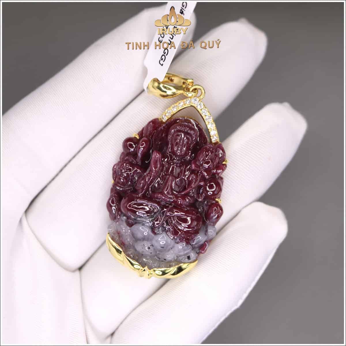 Mặt dây phật quan âm Ruby tự nhiên IRPT 2405180 hình ảnh 1