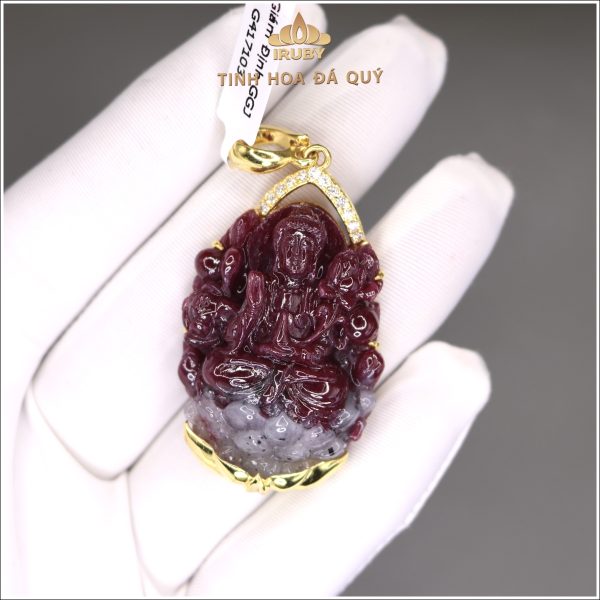 Mặt dây phật quan âm Ruby tự nhiên IRPT 2405180 hình ảnh 2