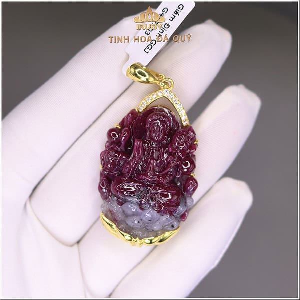 Mặt dây phật quan âm Ruby tự nhiên IRPT 2405180 hình ảnh 4