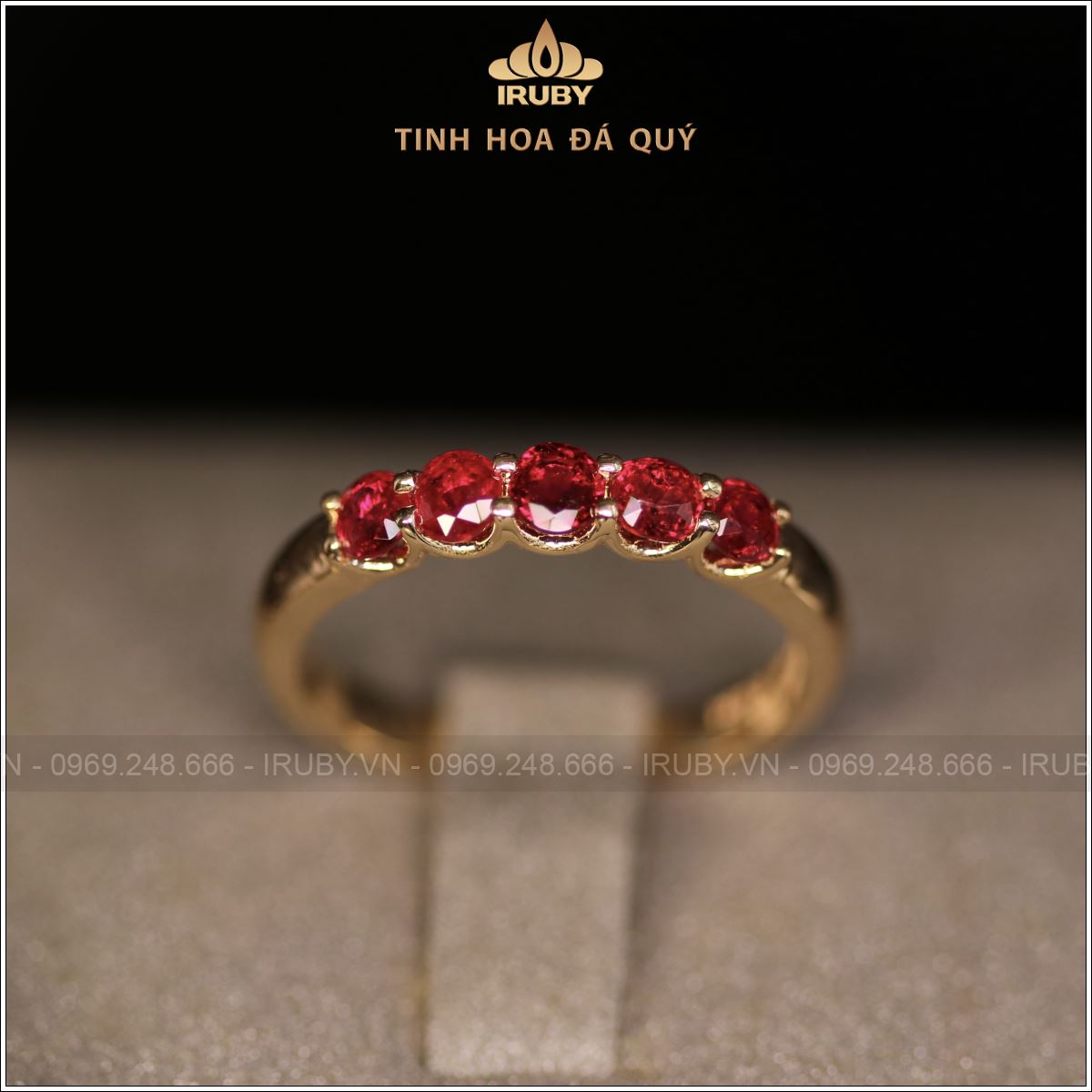 Nhẫn nữ Ruby facet đỏ huyết Lục Yên - IRRF 250230