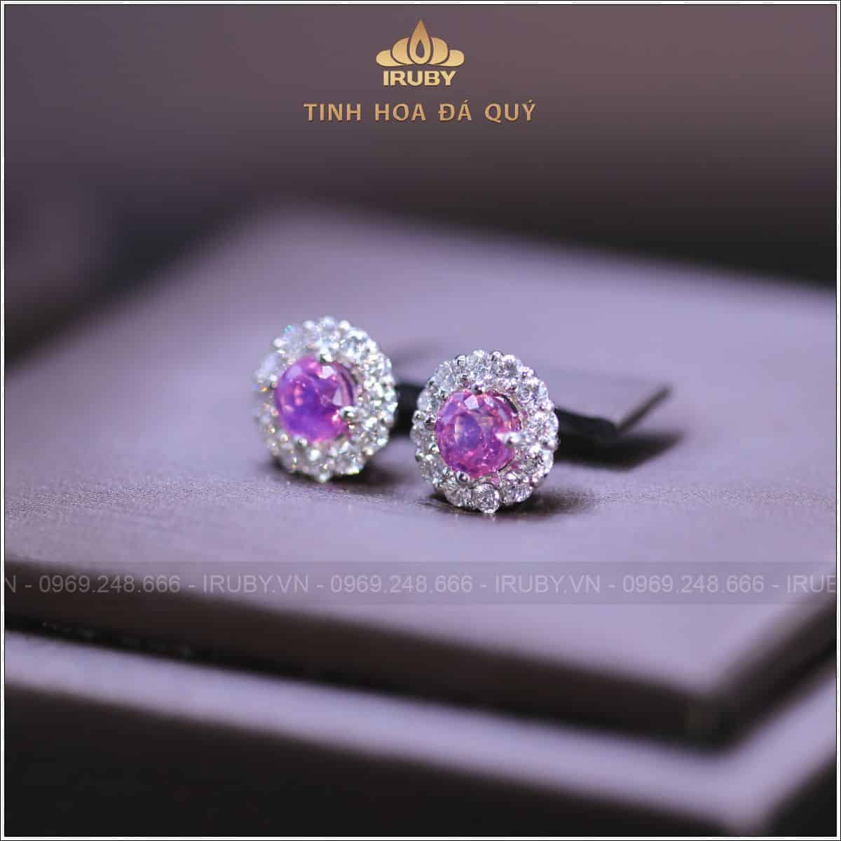 Đôi hoa tai Sapphire hồng kết kim cương 0,83ct - IRSP 2503083 hình ảnh 1