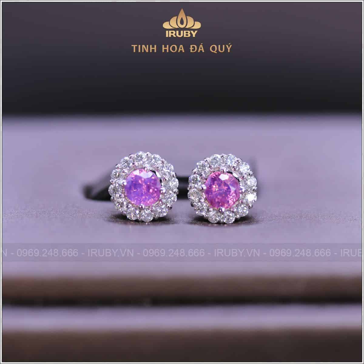 Đôi hoa tai Sapphire hồng kết kim cương 0,83ct - IRSP 2503083 hình ảnh 2