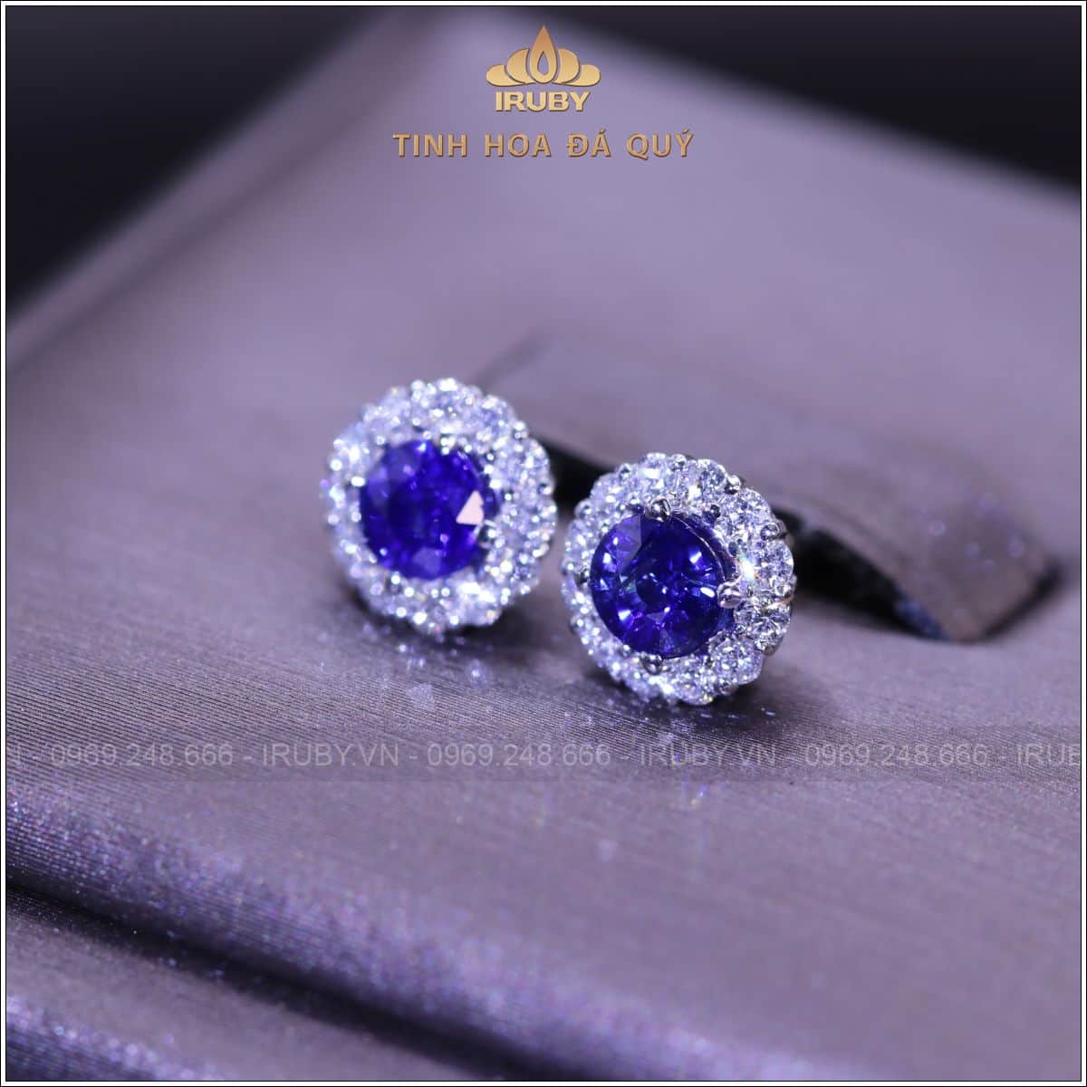 Đôi hoa tai Sapphire kết kim cương 0,79ct - IRBS325 2501079 hình ảnh 2
