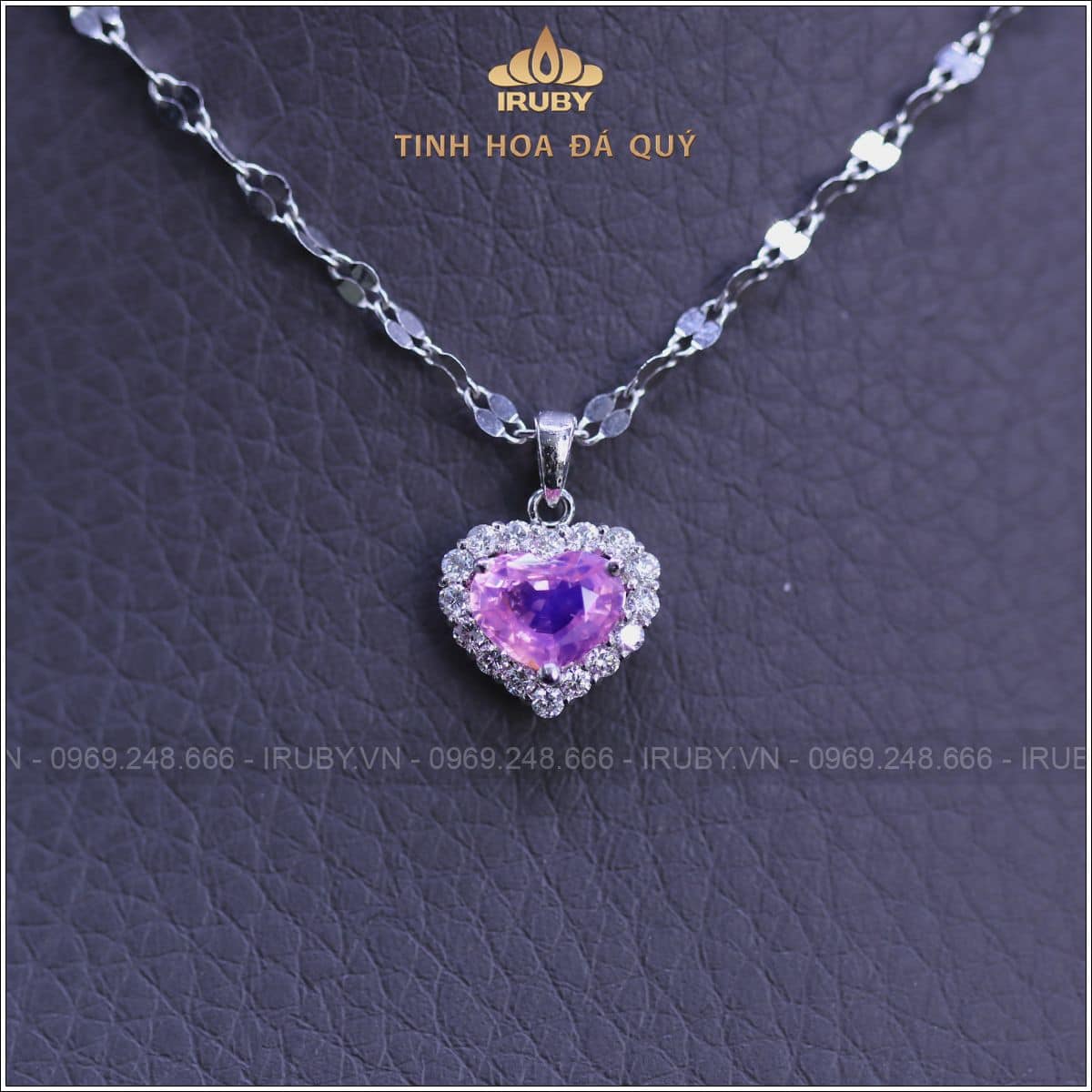 Mặt dây chuyền Sapphire hồng kết kim cương 0,88ct - IRSP 2503088 hình ảnh