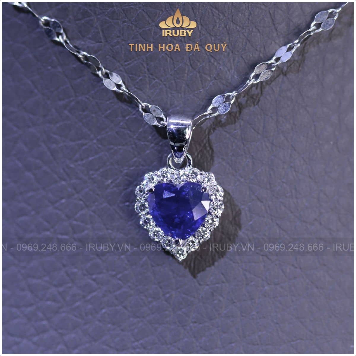 Mặt dây chuyền Sapphire trái tim kết kim cương 0,91ct - IRBS282 2409091 hình ảnh 2