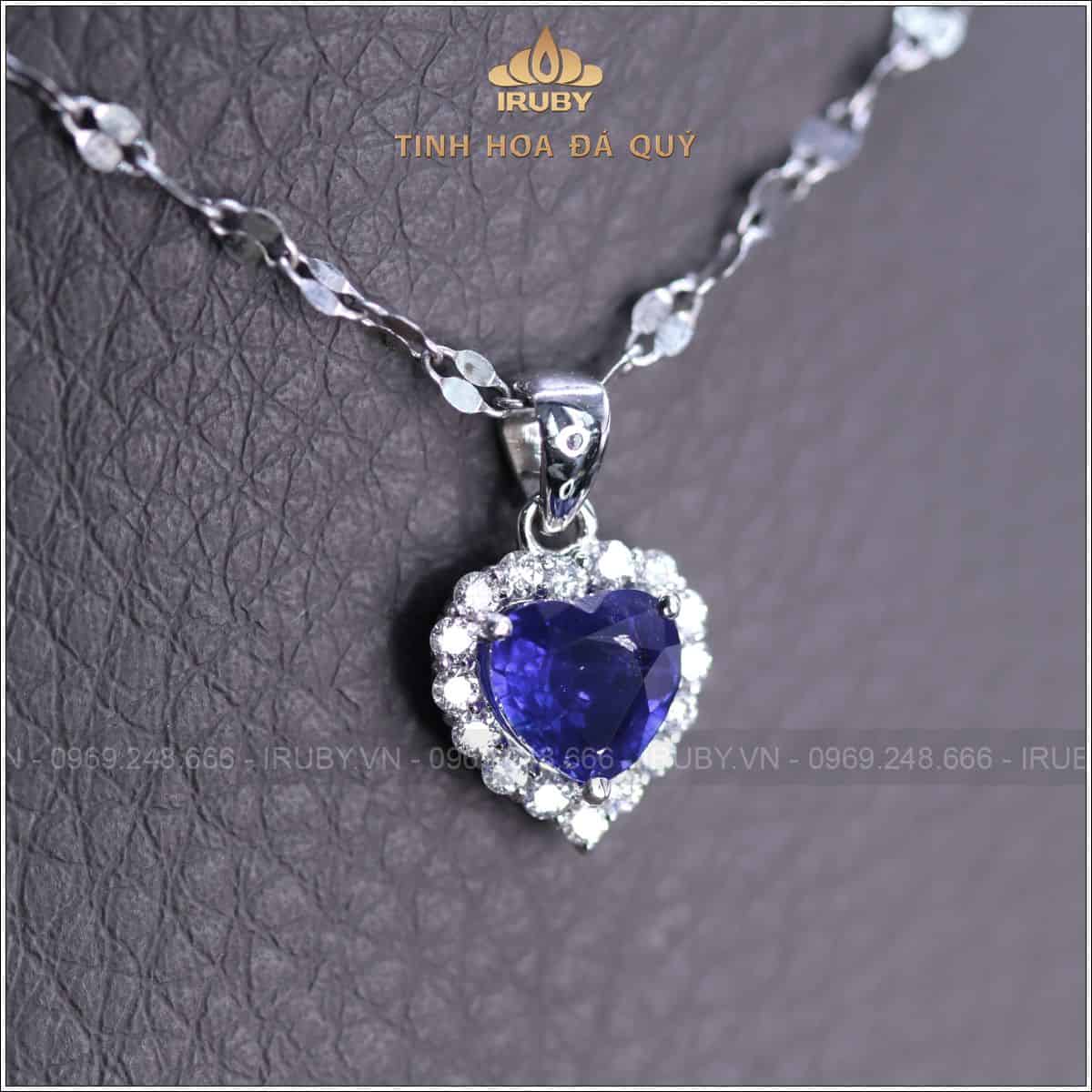 Mặt dây chuyền Sapphire trái tim kết kim cương 0,91ct - IRBS282 2409091 hình ảnh 3