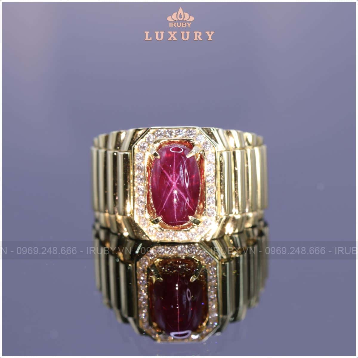 Nhẫn nam Ruby sao 3,48ct tự nhiên mẫu Rolex - IRSR275 2411348
