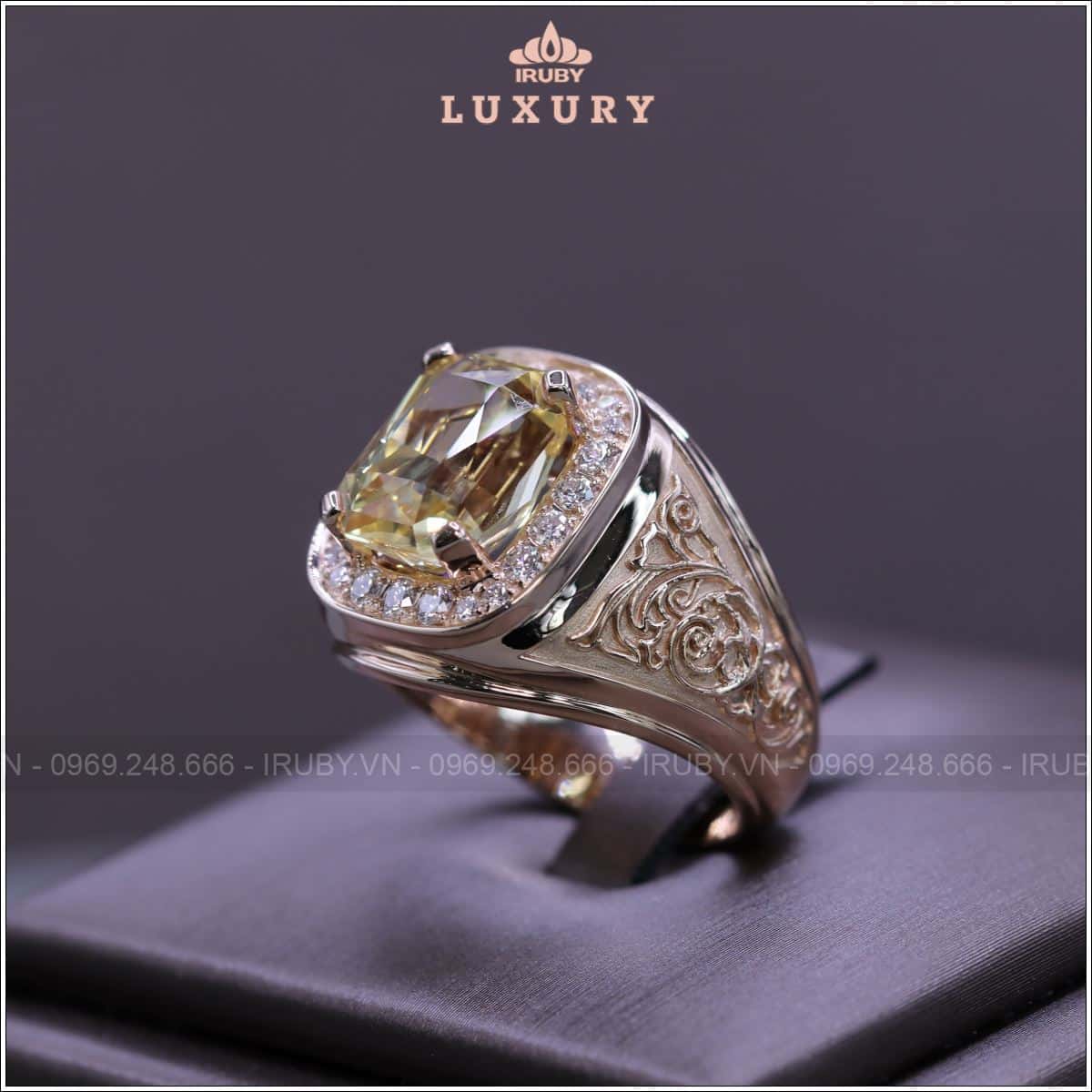 Nhẫn nam Sapphire vàng 8,54ct thiết kế theo yêu cầu - IRYS 2503854 
